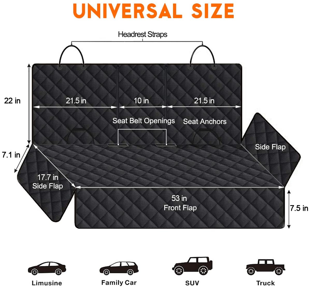 Ultimate Waterproof Dog Car Seat Cover – Non-Slip Protector for Back Seats, Fits Most Cars, Trucks & SUVs – Black