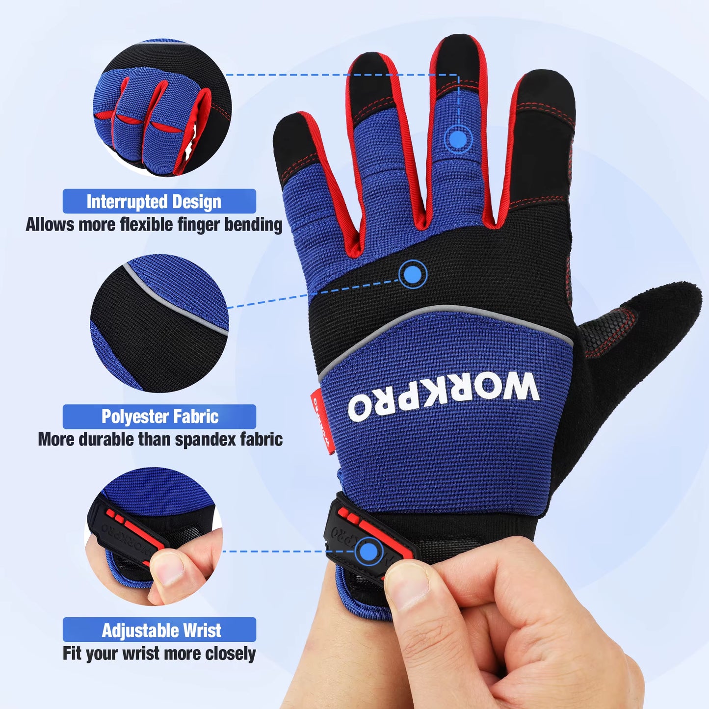 Touchscreen Full Finger Work Gloves – Durable, Non-Slip, Breathable & Compatible with All Devices