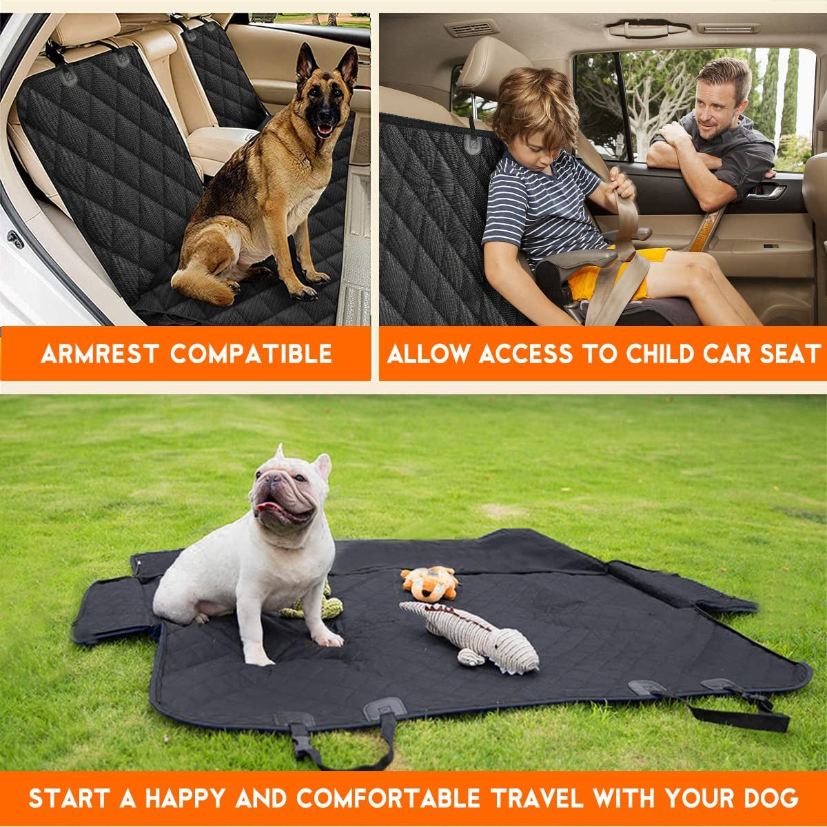 Ultimate Waterproof Dog Car Seat Cover – Non-Slip Protector for Back Seats, Fits Most Cars, Trucks & SUVs – Black