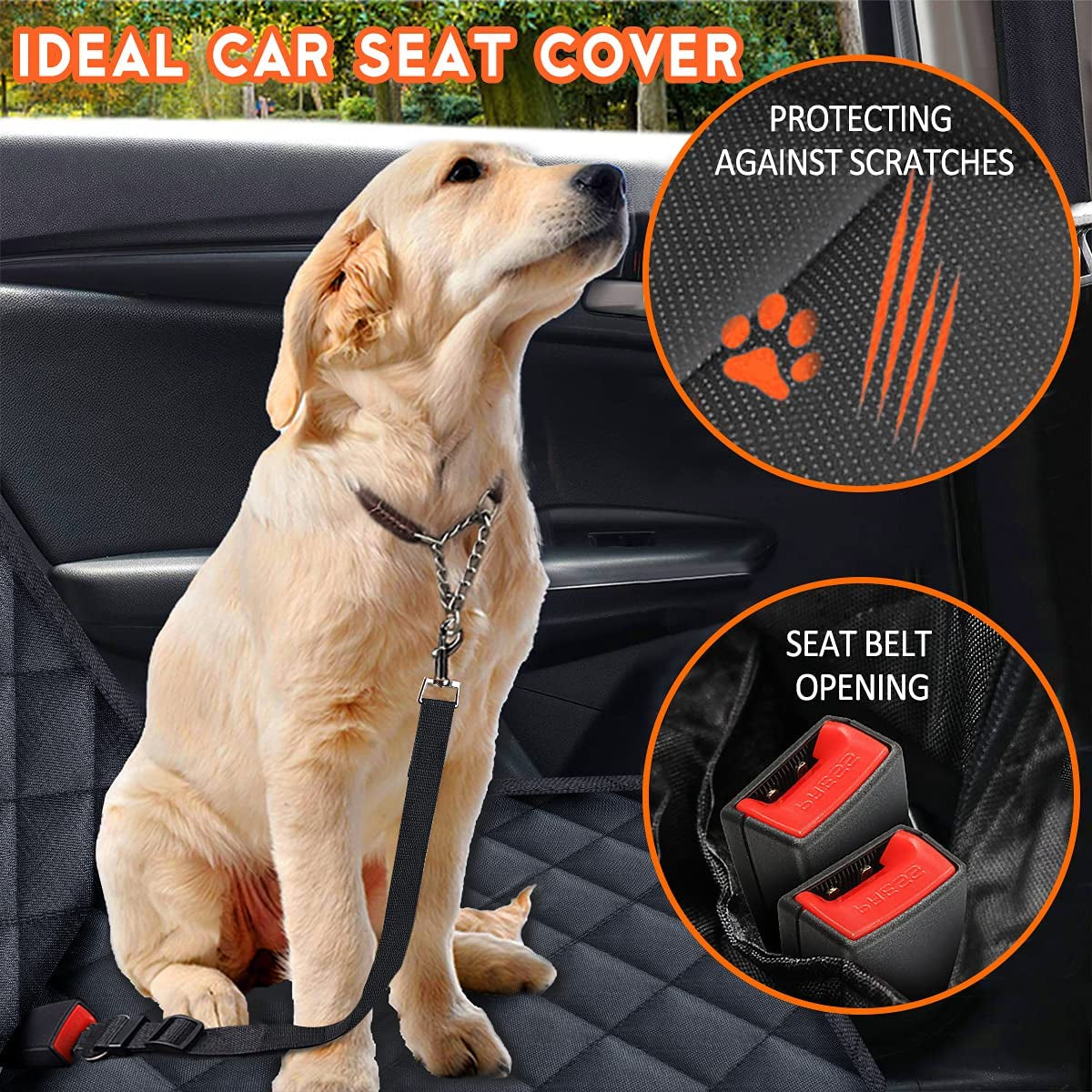 Ultimate Waterproof Dog Car Seat Cover – Non-Slip Protector for Back Seats, Fits Most Cars, Trucks & SUVs – Black