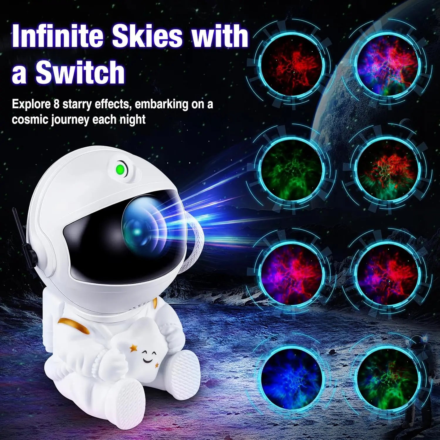 Transform Your Space with the Astronaut Galaxy Night Light - A Magical Star Projector for Kids and Adults!