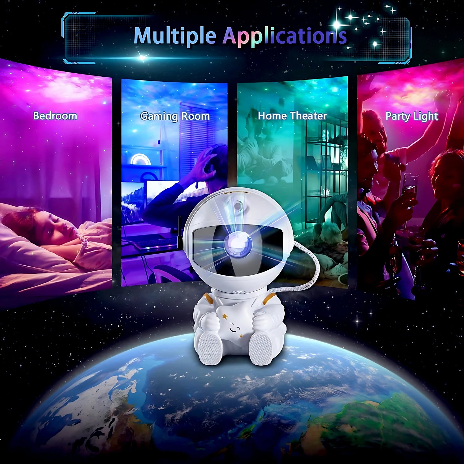 Transform Your Space with the Astronaut Galaxy Night Light - A Magical Star Projector for Kids and Adults!