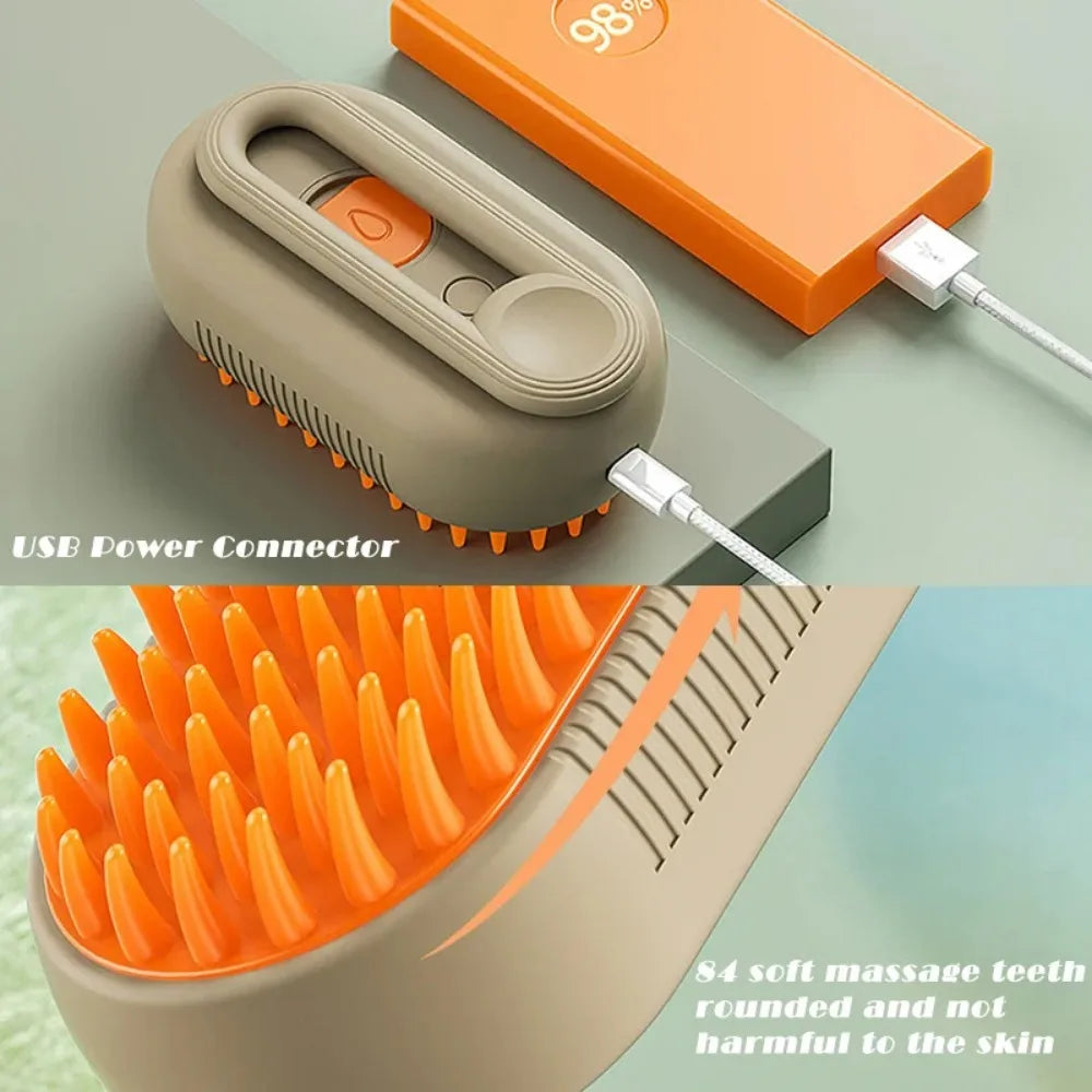 3-in-1 Electric Pet Grooming Tool with Steam Brush and Massage Function for Cats and Dogs