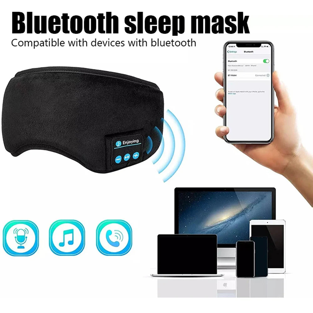 Wireless Bluetooth Sports Headband Earphones - Comfortable Music Eye Mask for Sleeping and Active Use