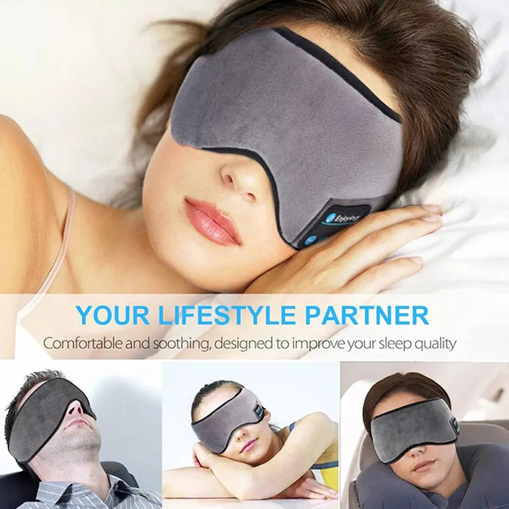 Wireless Bluetooth Sports Headband Earphones - Comfortable Music Eye Mask for Sleeping and Active Use