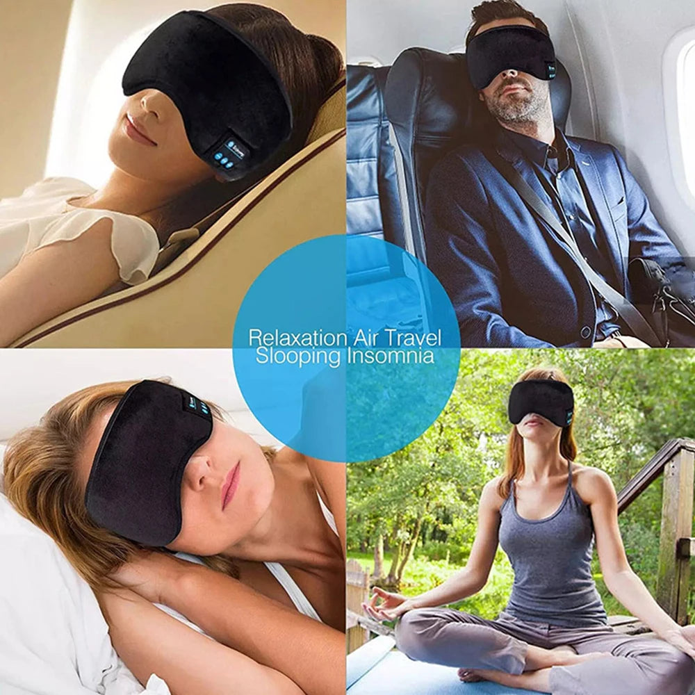 Wireless Bluetooth Sports Headband Earphones - Comfortable Music Eye Mask for Sleeping and Active Use