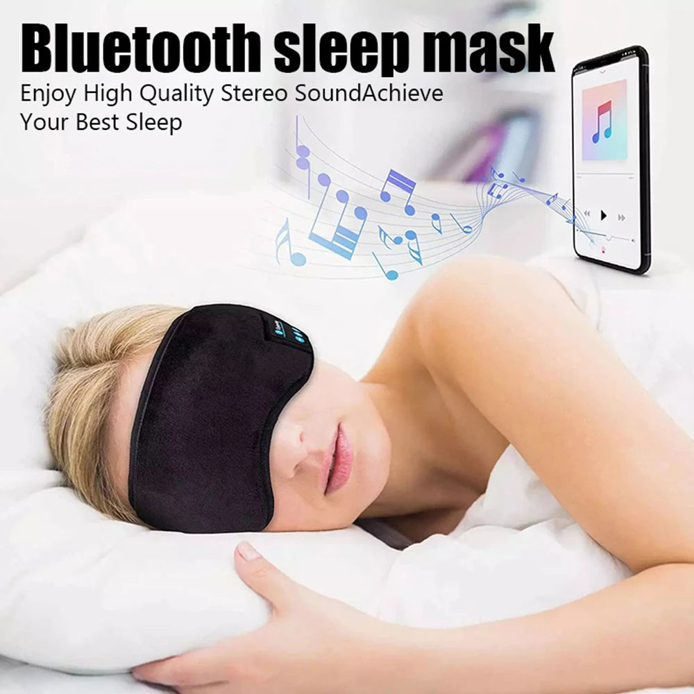 Wireless Bluetooth Sports Headband Earphones - Comfortable Music Eye Mask for Sleeping and Active Use